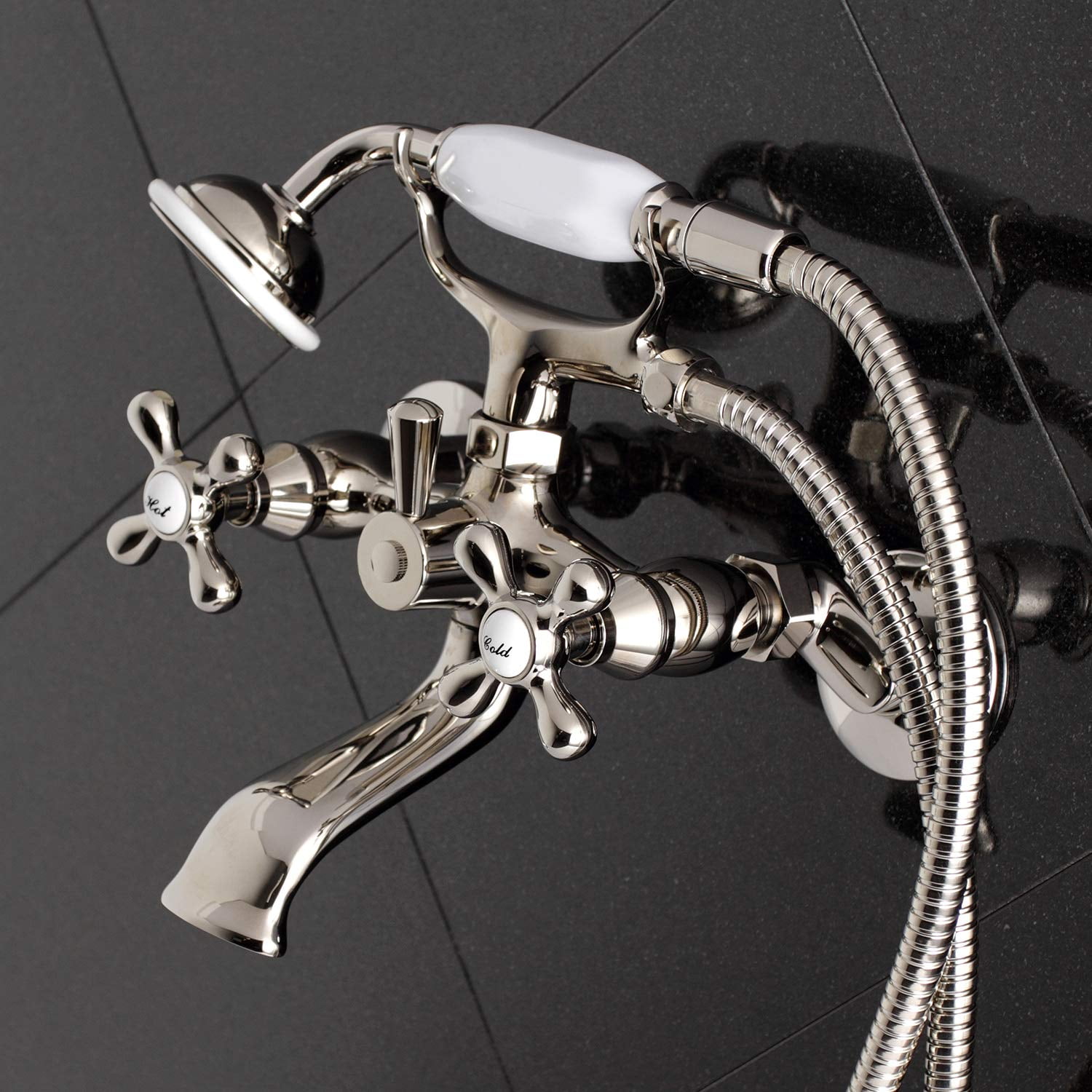 Wall-Mount Clawfoot Tub Faucet, Polished Nickel, Tub Wall Mount KS265PN