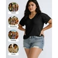 thumbnail image 6 of Aiyino Women’s Blouses And Tops Short Sleeve Loose Summer T Shirts,Black M, 6 of 9