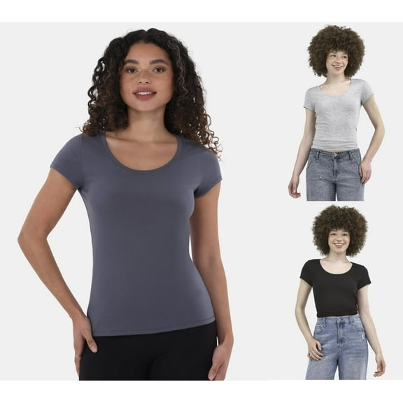 No Boundaries Short Sleeve Scoop Neck Tee, Women's