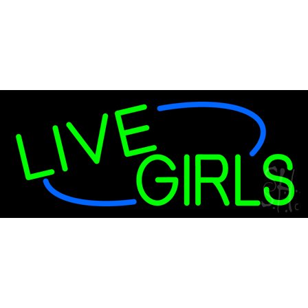 Green Live Girls LED Neon Sign 6" Tall x 15" Wide - inches Black Square Cut Acrylic Backing, with Dimmer - Premium built indoor Sign for Strip Club, Dance club, Décor, Bar.