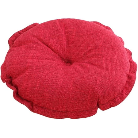 

DancePeanut Soft Round Floor Pillow Cushion with Ruffles Cotton Linen Print Chair Pad Tatami for Meditation Yoga Living Room Balcony (Red 18 x18 x5 )