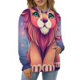 thumbnail image 4 of Cute Cosmic Lion Cub Men's Women Vintage 3D Hooded Sweatshirt - All-Season Loose Fit Streetwear, 4 of 6