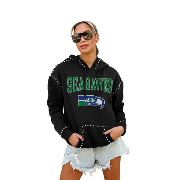 Women's Gameday Couture Black Seattle Seahawks Studded Pullover Hoodie