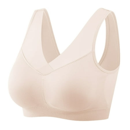 Ploknplq Bras for Women No Underwire brasieres Para Mujer bra Tank Tops for Women sports Bra Tank Top comfortable and Sexy Thin Summer Bra Back Tank Top No Bra brassiere for Women Beige Xl Red S