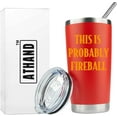 thumbnail image 2 of Fireball Whiskey Gifts,This is Probably Fireball Cinnamon Red Tumbler,Coffee Liquor Mug 20 Oz with Lid Cleaning Brush & Straw,Stainless Steel Cup for Mother''s Day Men or Women, 2 of 7