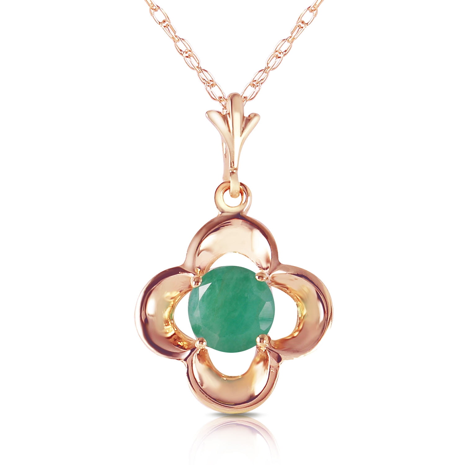 Galaxy Gold 14K Solid Gold Natural Emerald Necklace for Women - Rose Gold Fine Jewelry