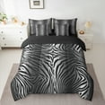 thumbnail image 2 of Homewish Wild Zebra Pattern 7 Pieces Bedding Comforter Set,Jungle Animal Full Bedding Set,Gradient White Black Fitted Sheet Flat Sheet For Men Women,Microfiber Bedroom Decor Reversible, 2 of 8