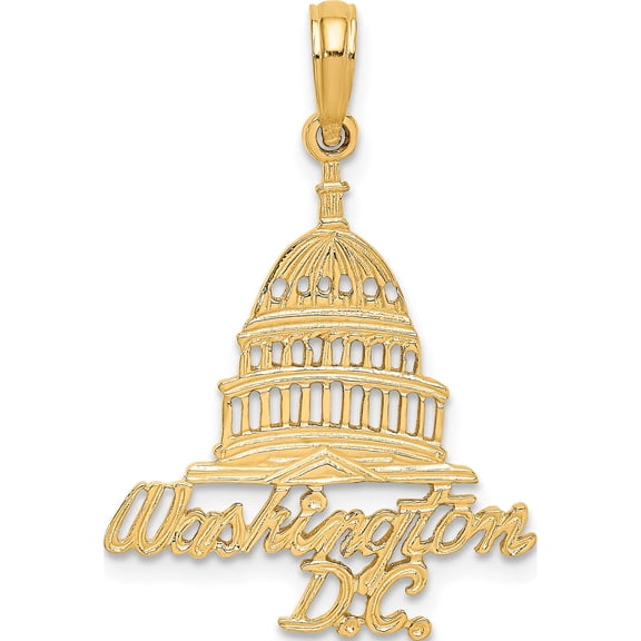 14K Yellow Gold Washington D.C. Capital Building Charm (23.2 X 20.6) Made In United States k8910