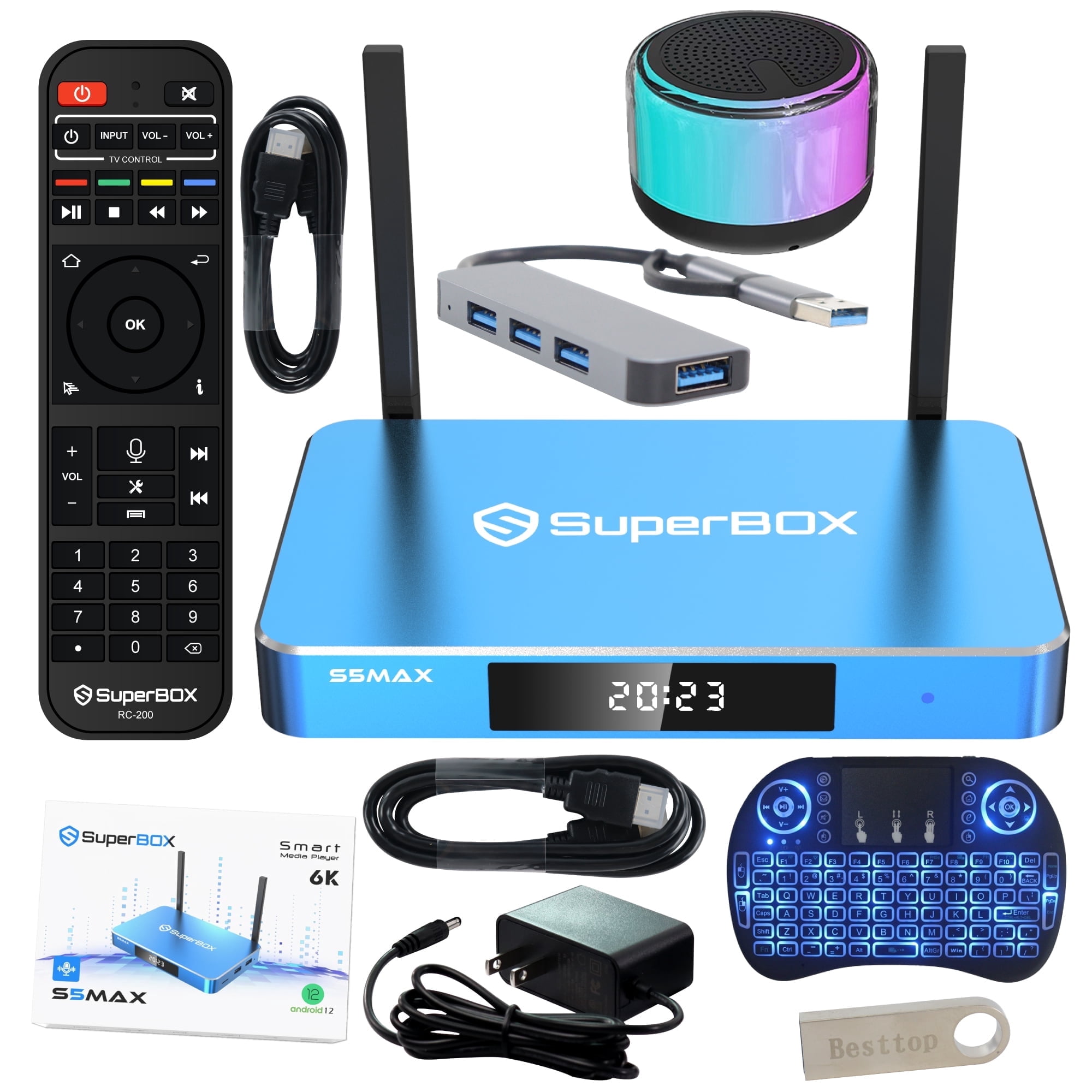 2025 Latest Super Box S6 Max, 4G RAM+64G Storage Newest Superbox Smart TV Superbix with Voice Remote, 6K, Quad-Core, Super Fast Easy Know Detailed Install Instructions