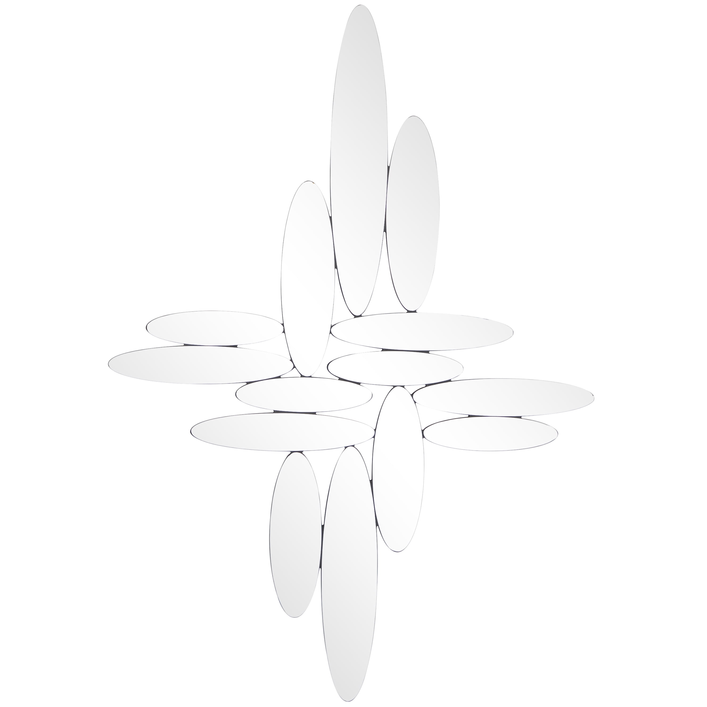 DecMode 40" x 28" Silver Abstract Oval Wall Mirror