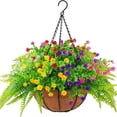 thumbnail image 3 of Lunxisen 4 Pcs Artificial Violet Hanging Basket Home Decor Indoor Outdoor Garden Patio Plant Display, 3 of 6
