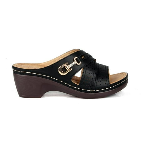 Comfeite Qatar-01 Crisscross Women's Comfort Sandals in Black