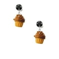 thumbnail image 2 of Delight Jewelry Resin Vanilla Cupcake with Chocolate Frosting Black Crystal Clip on Earrings, 2 of 5
