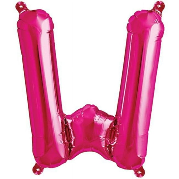 16 inch Letter W - Northstar - Magenta (Air-Fill Only) Foil Mylar Balloon - Party Supplies Decorations