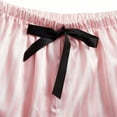 thumbnail image 6 of Tnhcen Women's Pink Striped Notch Collar Pajama Set Satin Short Sleeve Top Tie-Waist Shorts 2-Piece Sleepwear Loungewear Set​ XS-3XL, 6 of 9