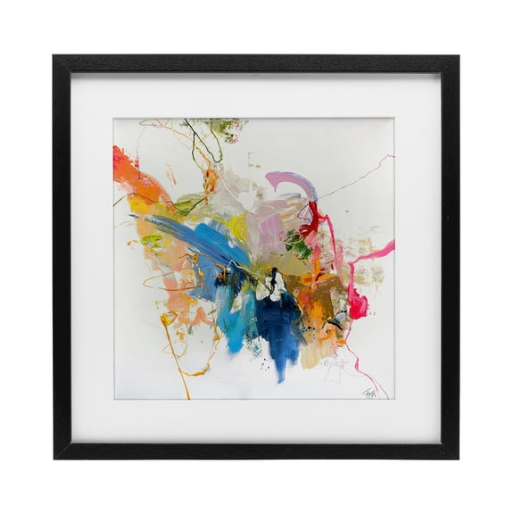 Confident Pink Abstraction Black Framed Print Under Glass, design by Design Fabrikken