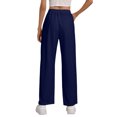 thumbnail image 4 of Women's Lounge Sweatpants Women Cargo Pants with Pockets Womens Wide Leg Sweatpants Cargo Pants Women Plus Size Stretchy Work Pants Hiking Cargo Pants Women Navy 2XL, 4 of 7