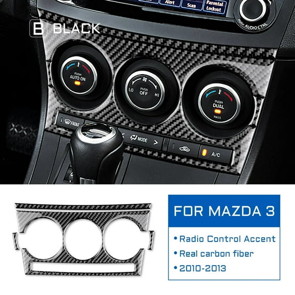 Real Carbon Fiber Car Radio Control Accent Sticker For Mazda 3 2010 2011 2012 2013 Interior Trim Auto Accessories Car Styling.