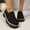 #229-Black, variant on Women's Fashion Casual Loafer Shoes – Solid Color Round Toe Slip-On with Flat & Platform Chunky Heel Design for Versatile Everyday Footwear