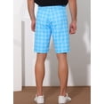 thumbnail image 3 of Unique Bargains Men's Plaid Shorts Flat Front Color Block Checked Shorts with Pockets 38 Blue, 3 of 6