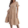 thumbnail image 2 of Sentmoon Comfort Womens Dresses Fall Dresses for Women 2024 Casual Fashion Print Short Dresses,Plus Size Fashion Women Clothing Coffee L Up to 50% off, 2 of 4