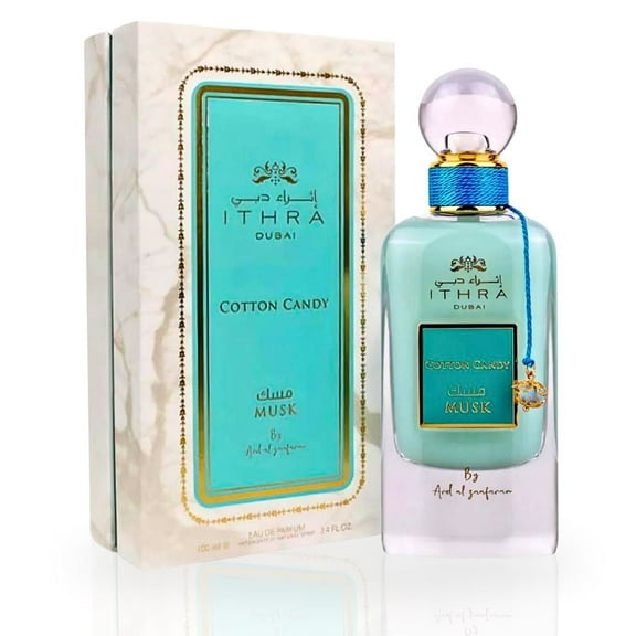 Ard Al Zaafaran Ithra Dubai Cotton Candy Musk Eau De Parfum Spray for Women, 3.4 Ounce