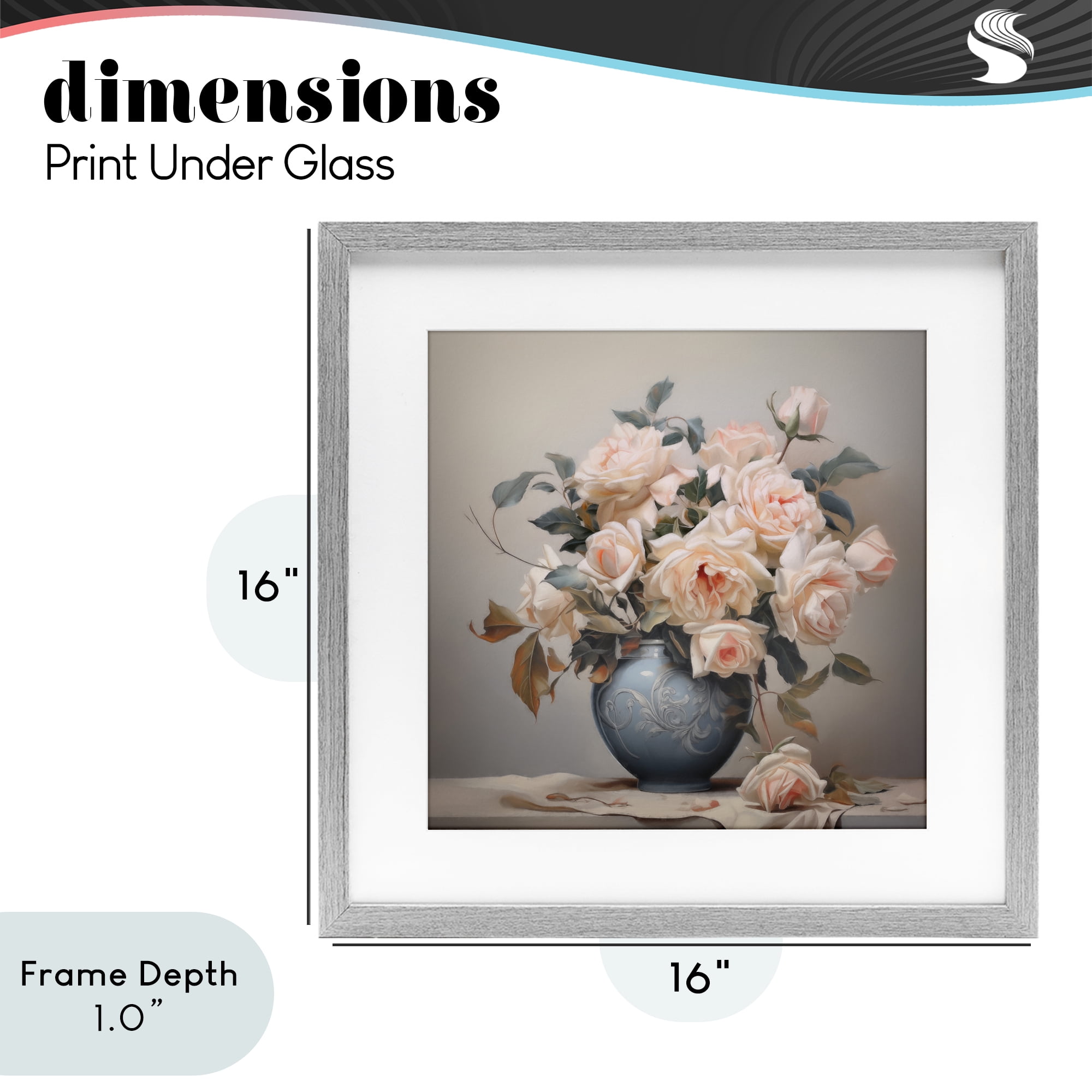 Stupell Industries Rose Paragon Vase Gray Framed Print Under Glass, design by Steve Hunziker