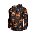 thumbnail image 5 of GrmtClth Hoodie Halloween Full Print Pumpkin Bat Ghost Witch Long Sleeve Hooded Tops Mens Casual Daily Wear Red L, 5 of 8