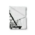 thumbnail image 2 of Queen Bee Soft Flannel Fleece Throw Blanket, Beehive Pattern with Triangles Background and Sketch Style Monochrome Insect, Cozy Plush for Indoor and Outdoor Use, 60" x 80", Black White, by Ambesonne, 2 of 5