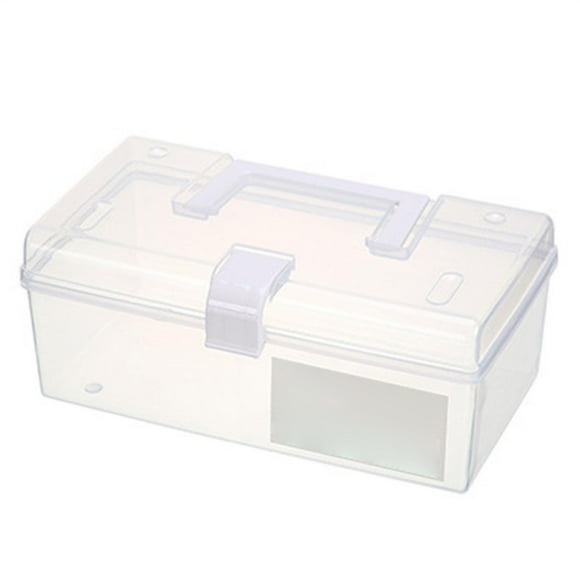 witspace Carry Storage Box With Handle, Portable Clear Storage Container, Transparent Stackable Storage Bin With Handle Lid Latching Storage Container for School & Office Supplies (9.1*4.7*3.7in)