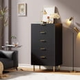 thumbnail image 3 of EastVita Fluted 5 Drawer Storage Dresser - Tall Modern Chest with Ample Deep Drawers and Wide Top - Wooden Organizer for Living Room/Hallway/Kids Room - Black, 3 of 8