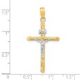 thumbnail image 2 of DewberryDiamonds 14K Yellow Gold and White Rhodium Polished and Textured INRI Crucifix Cross Pendant (Weight : 1.39 gm Length : 37.6 mm, Width : 18.85 mm), 2 of 5