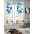 thumbnail image 5 of Summer Coastal Beach Curtains 72 Inch Length, Sheer Curtains for Bedroom Living Room Window Ocean Wave Starfish Shell Rod Pocket Voile Drapes Kitchen Curtains Small Half Window 52"x72" 2 Panels, 5 of 6