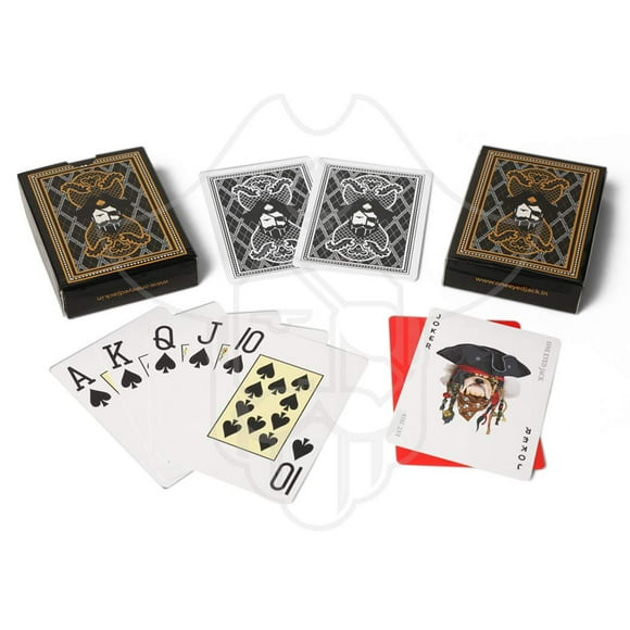One Eyed Jack Cartes à Jouer en Plastique Premium Noires - Ensemble de 2 Jeux de 52 Cartes Chacun et 2 Cartes Gratuites Découpées - Taille Poker / Les Cartes à Jouer Sont Hautement Durables et Durables / Cartes à Jouer