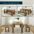 thumbnail image 2 of Plank+Beam Modern Dining Table Set with 2 Benches, Solid Wood Kitchen Table for Dining Room/Kitchen, Seats 6, 72", Pecan, 2 of 10