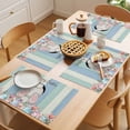 thumbnail image 5 of Easter Rabbit Tail Placemats Set&nbsp;of 1 Spring Floral Watercolor Easter Eggs Blue Green Wood Grain Heat Insulation Washable Place Mats, Non-Slip Table Mats for Dining Table Kitchen,13x19 Inch, 5 of 9