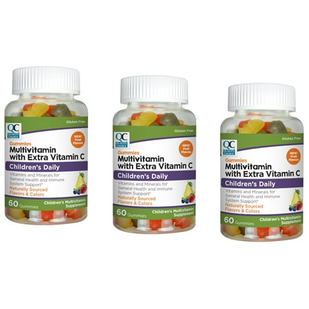 Quality Choice Multivitamin with Extra Vitamin C Children's Daily Gummies, 60 Count - Pack of 3