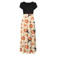 thumbnail image 4 of ICHUANYI Clearance Women's Halloween Print Colorful Long Dress Short Sleeve Print Dresses Beach Casual Maxi Sundress(Beige, XL) ICHUANYI WER2023081400267, 4 of 6