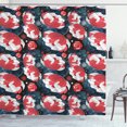 thumbnail image 1 of Floral Shower Curtain, Abstract Design Flowers and Swirls on a Dark Background Vintage Garden, Fabric Bathroom Set with Hooks, 69W X 84L Inches Extra Long, Charcoal Grey Multicolor, by Ambesonne, 1 of 3