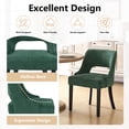 thumbnail image 3 of Wooden Dining Chairs Set of 4, Modern Upholstered Fabric Side Chairs with Cutout Backrest and Wood Legs, Kitchen Dining Room, Green with Black Legs, 3 of 6