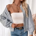 thumbnail image 4 of LOVZFMLL Vestes pour Femmes Mode Ample à Manches Longues Col Montant Manteau Uni Décontracté en Molleton, 4 of 9