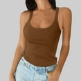 thumbnail image 2 of Women's Scoop Neck Ribbed Sleeveless Tank Top, Stretchy Casual Shirt for Workout or Everyday Summer Wear,Coffee XS, 2 of 5