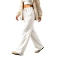 thumbnail image 5 of Nestiefly Baggy Sweatpants for Women Fleece Wide Leg Low Rise Drawstring Pants Elastic Waist Fall Winter Joggers Sweat Shirts White 2XL, 5 of 10