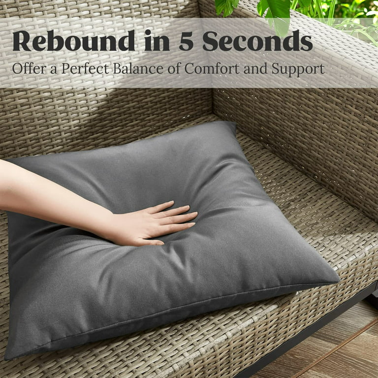 Unikome Outdoor Waterproof Throw Pillows 18 inch x 18 inch Feathers and Down Filled Square Solid Pillows Water Resistant Outdoor Pillows Decorative