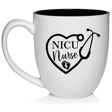 

Heart Stethoscope NICU Nurse Neonatal Ceramic Coffee Mug Tea Cup Gift for Her Sister Wife Boss Coworker Friend Birthday Cute Graduation Retirement Nursing (16oz White)