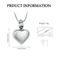 thumbnail image 2 of Small Heart Cremation Urn Necklace for Ashes Stainless Steel Memorial Ash Pendant Keepsake Jewelry, 2 of 7