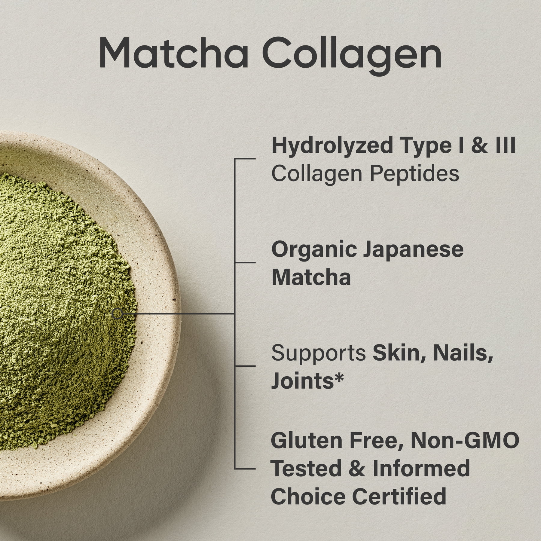 Sports Research® Collagen Peptides Matcha Green Tea  Hydrolyzed Supplement 10.16oz (24 Servings)