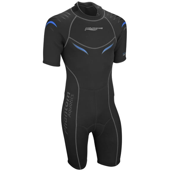 Phantom Aquatics Men's Superior Flex Neoprene Wetsuit Short Sleeve Shorty Scuba Snorkeling Surf Suit - BKYL - XL