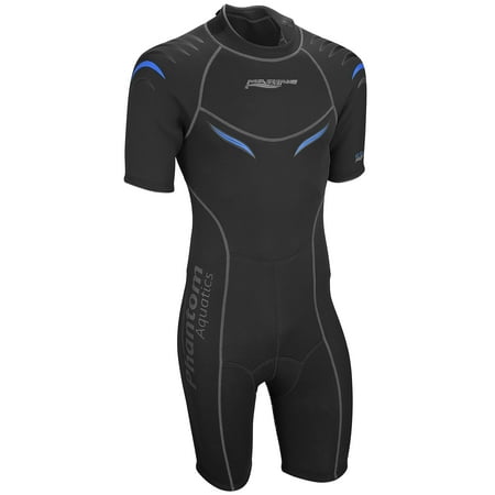 Phantom Aquatics Men s Superior Flex Neoprene Wetsuit Short Sleeve Shorty Scuba Snorkeling Surf Suit - BKYL - XL
