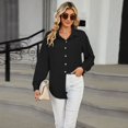 thumbnail image 4 of SWSMCLT Women's Button Up Shirt Fashion Blouse Long Sleeve Fall Loose Holiday Winter Drop Shoulder Long Top Black Small, 4 of 5